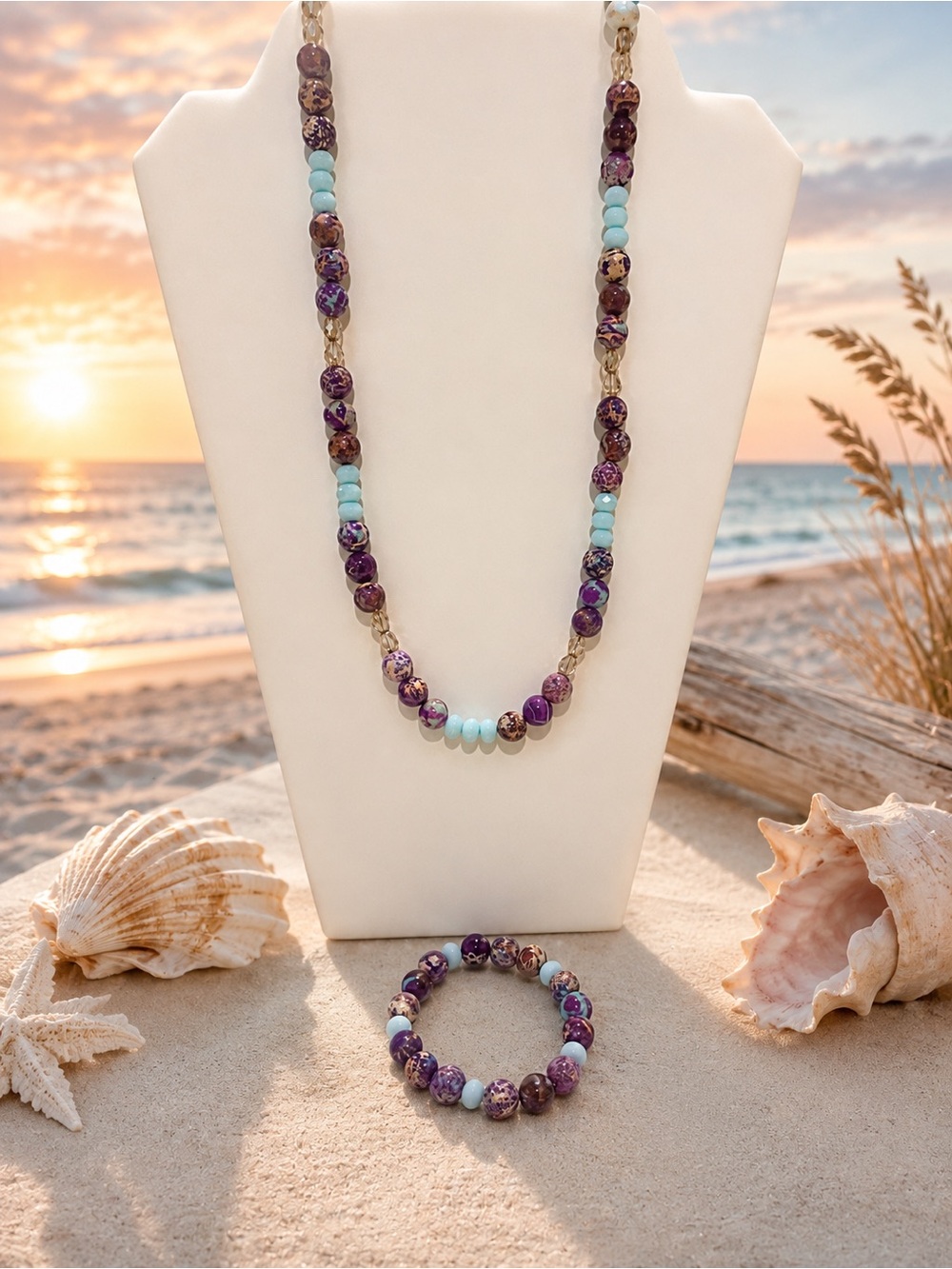Impression Jasper & Crystal Necklace/Bracelet Set